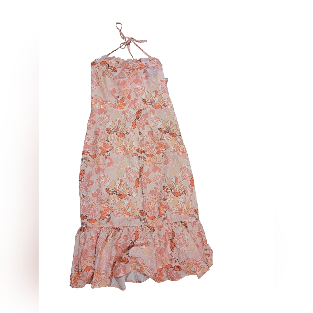 2/22$ Floral Pink and Orange Dress